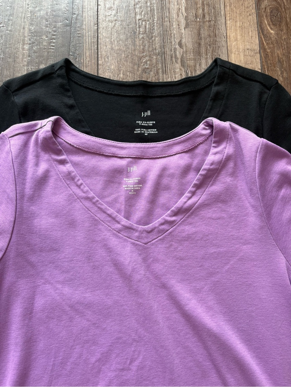 J. Jill Lavender V-Neck 3/4 Sleeve Shirt Bundle of Two, 100% Pima Cotton
